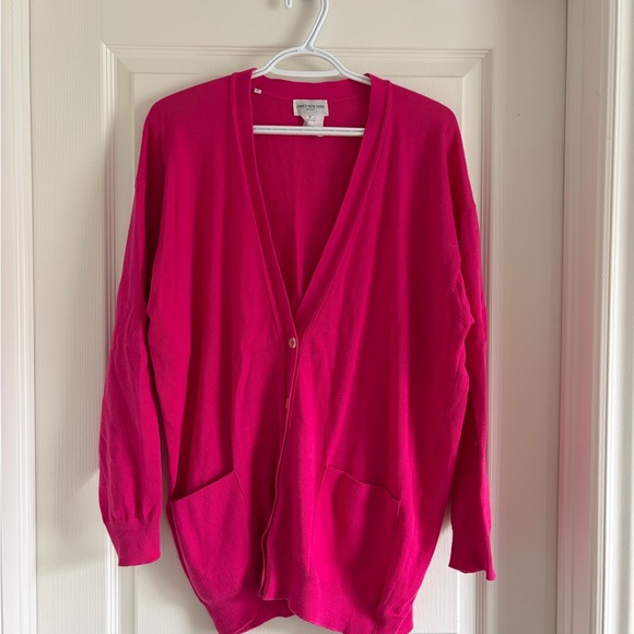 Jones New York Sweaters - 100% cotton Jones New York Hot Pink V-Neck Cardigan
